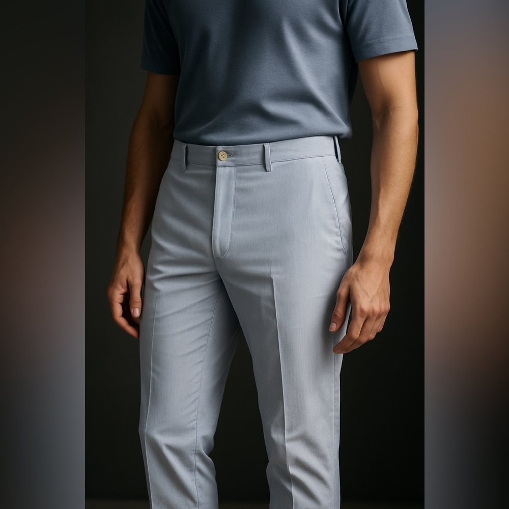 Alan Flusser Blue Pinstripe Flat-Front Dress Pants - W38 x L32